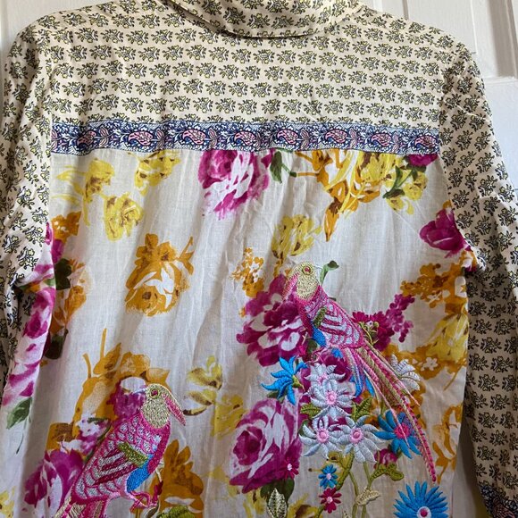 Aratta Silent Journey Dream Embroidered Button Down Shirt - Small - Picture 4 of 13